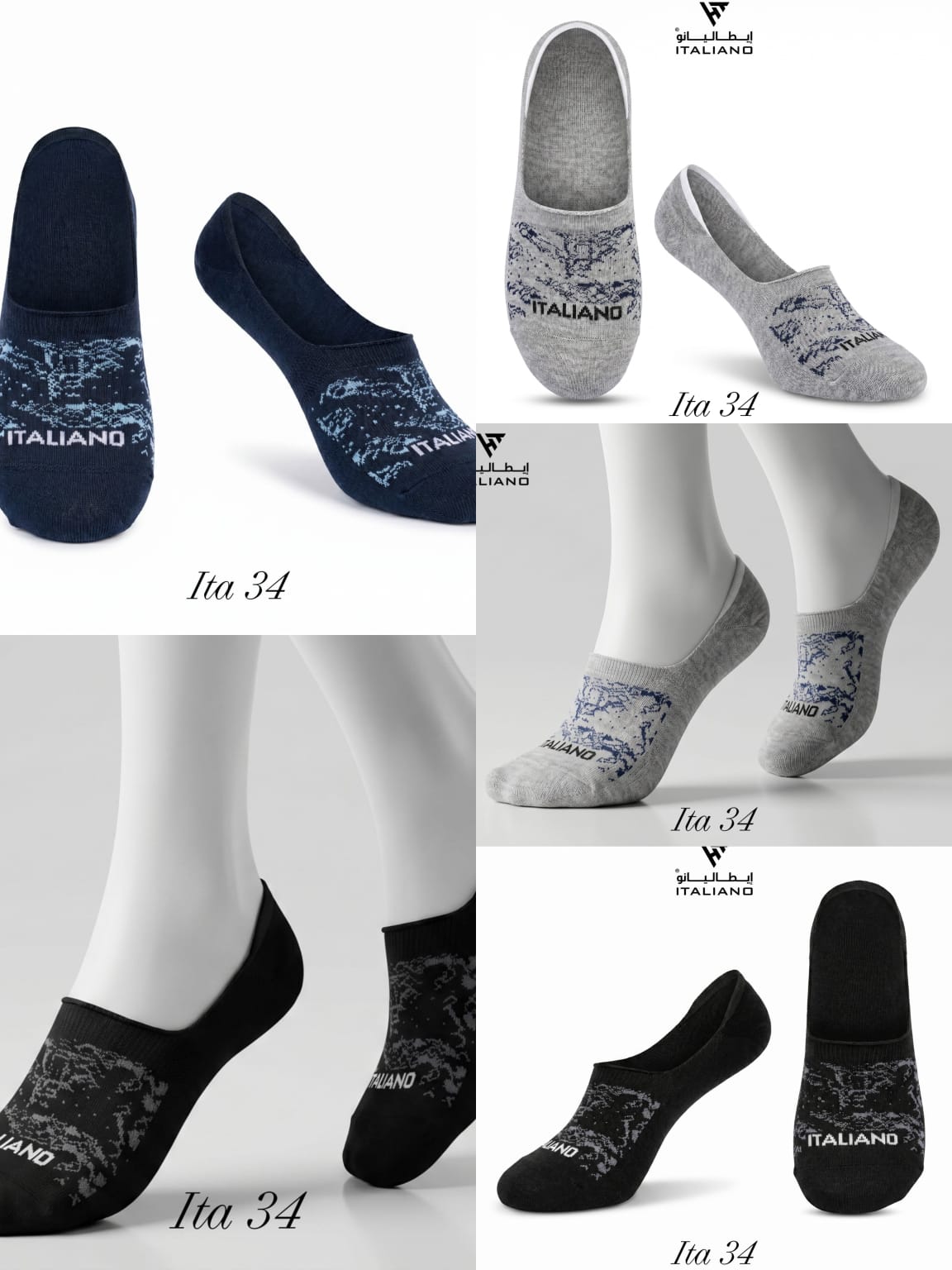Italiano Socks 3 Pieces Backege  ITA 34 Mix Colors